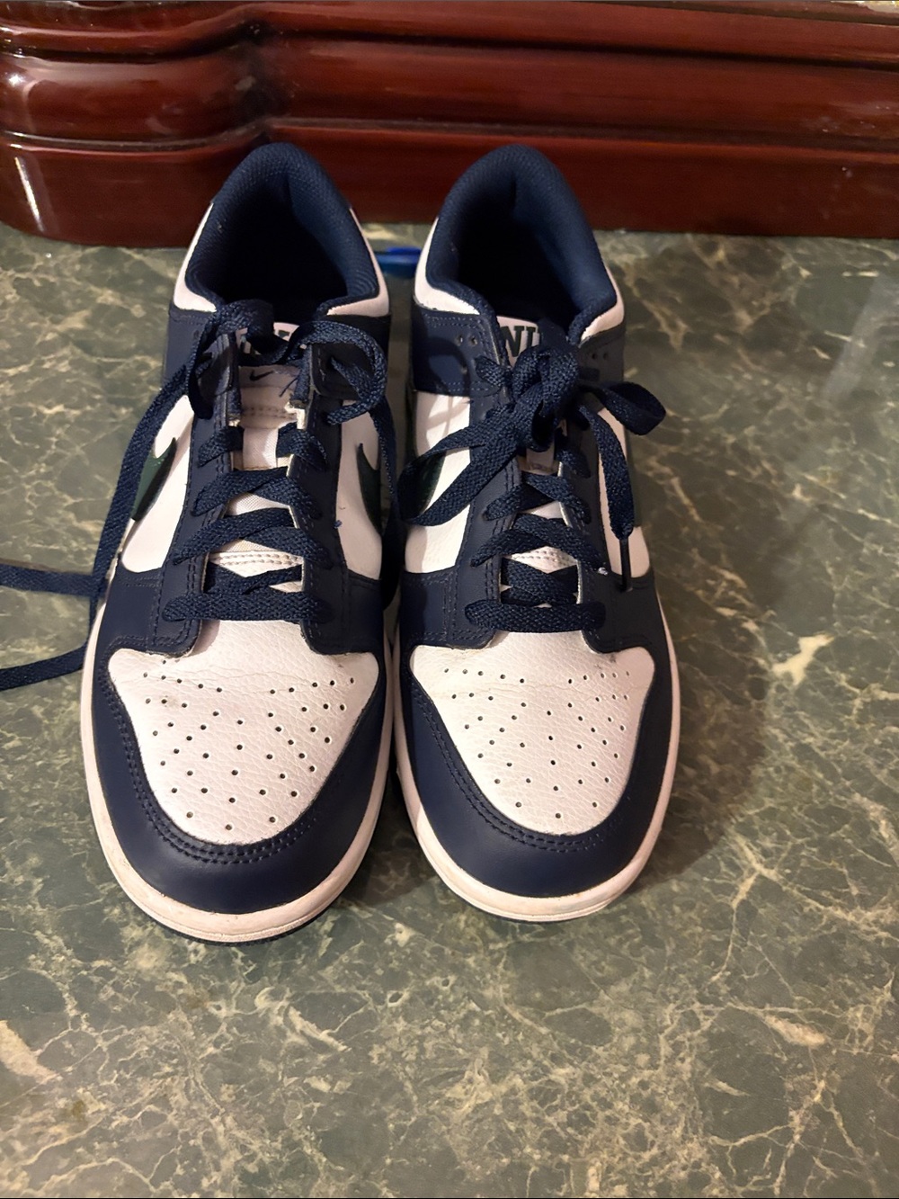 Big kid 6.5Navy and White Athletic Sneakers - Classic Comfort